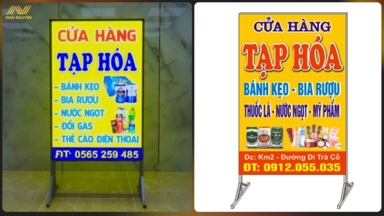 Biển tạp hóa nổi bật giúp thu hút khách hàng